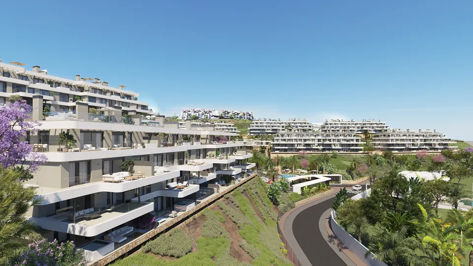 Apartamenty z widokiem na pole golfowe w Mijas Costa — zdjęcie