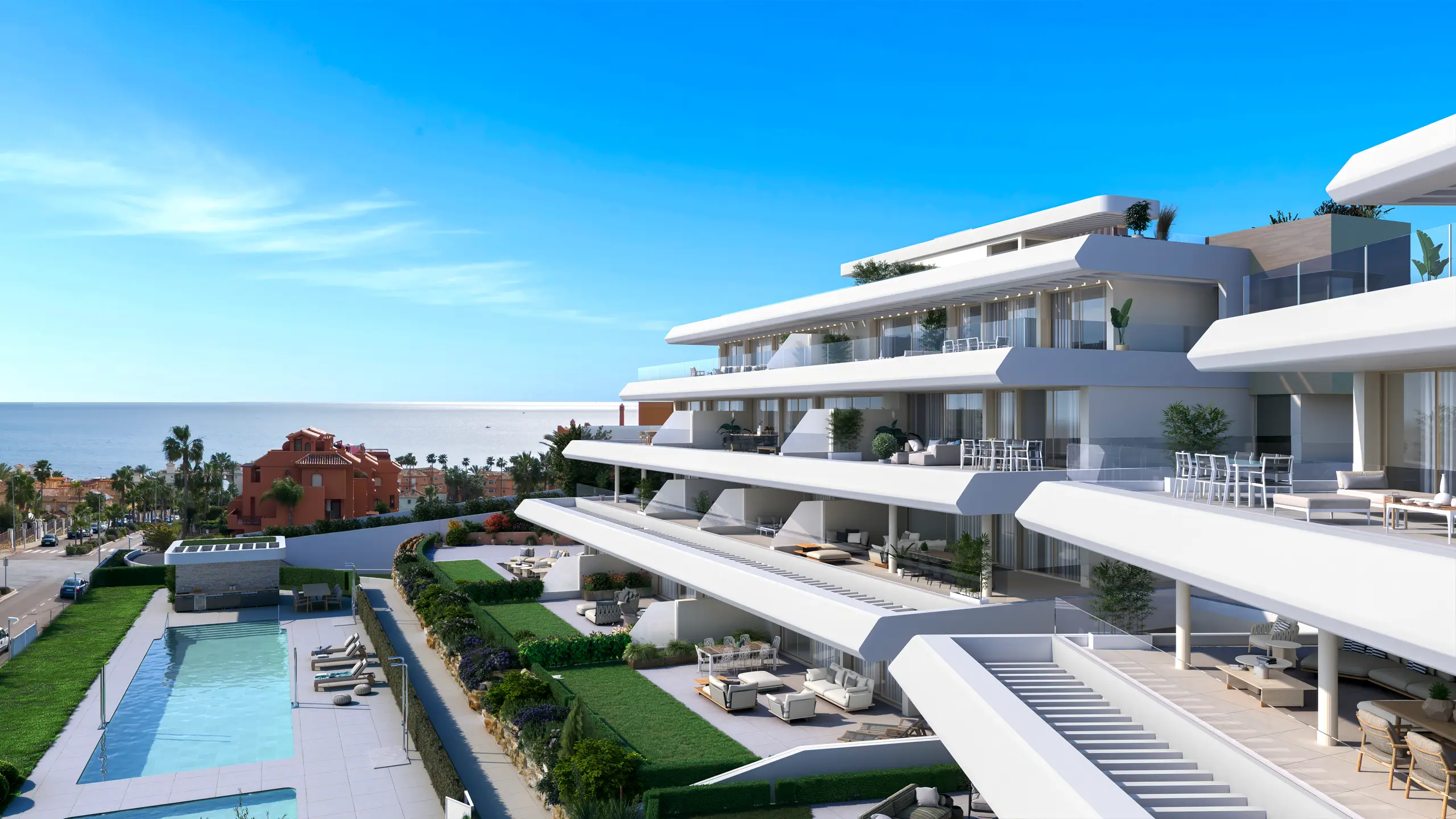 Apartamenty z widokiem na morze w Esteponie