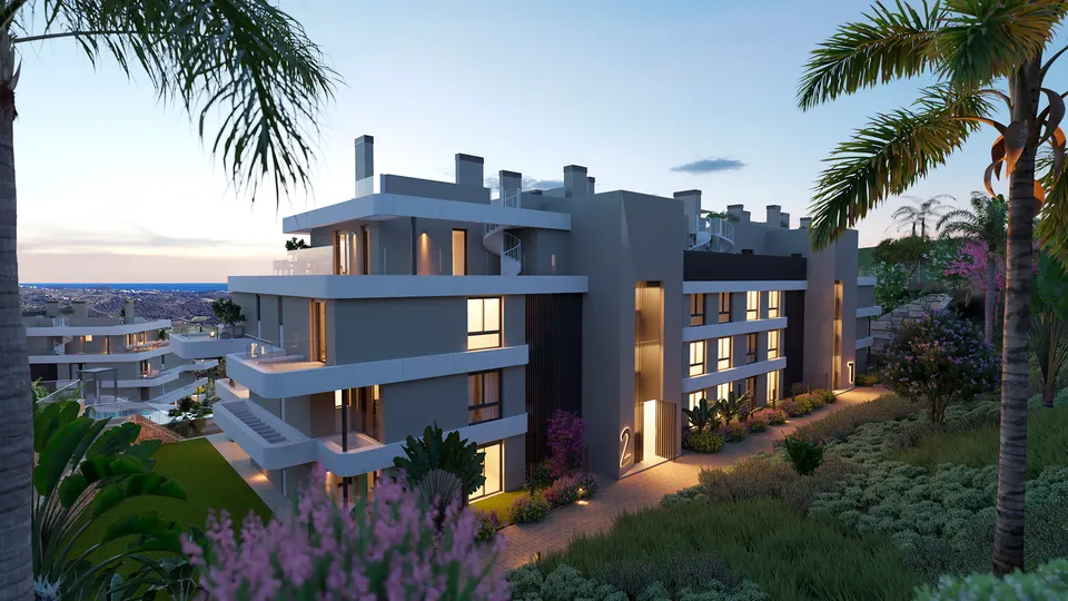 Apartamenty z widokiem na pole golfowe w Mijas Costa — zdjęcie