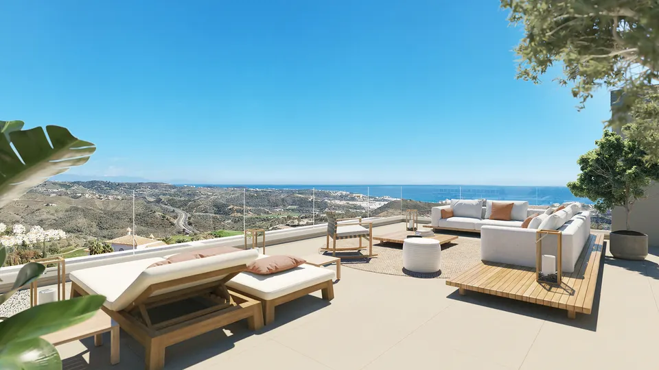Apartamenty z widokiem na pole golfowe w Mijas Costa — zdjęcie