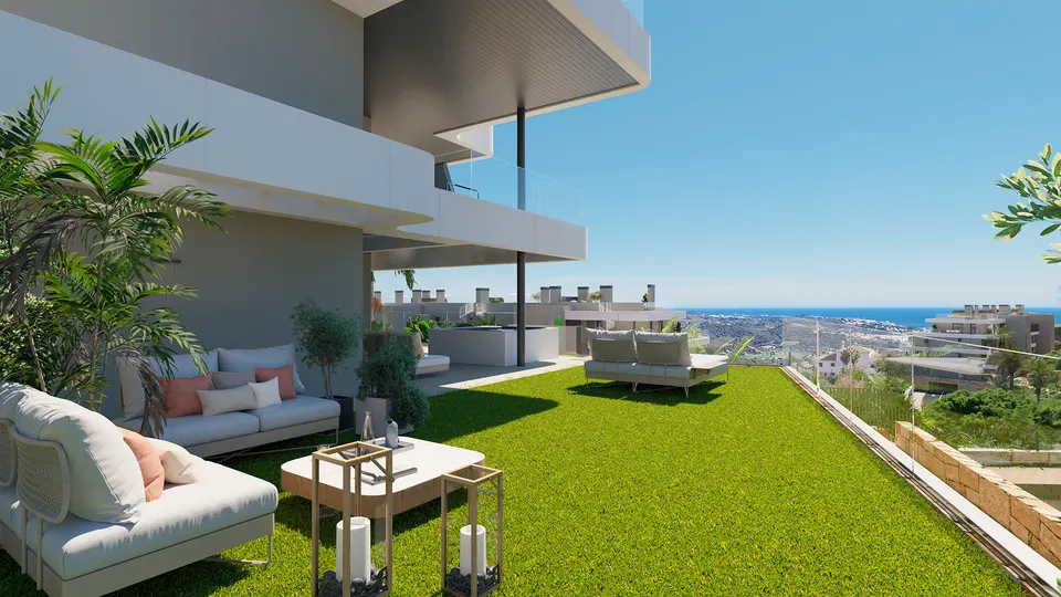 Apartamenty z widokiem na pole golfowe w Mijas Costa — zdjęcie