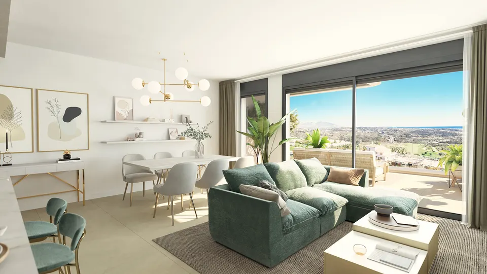 Apartamenty z widokiem na pole golfowe w Mijas Costa — zdjęcie