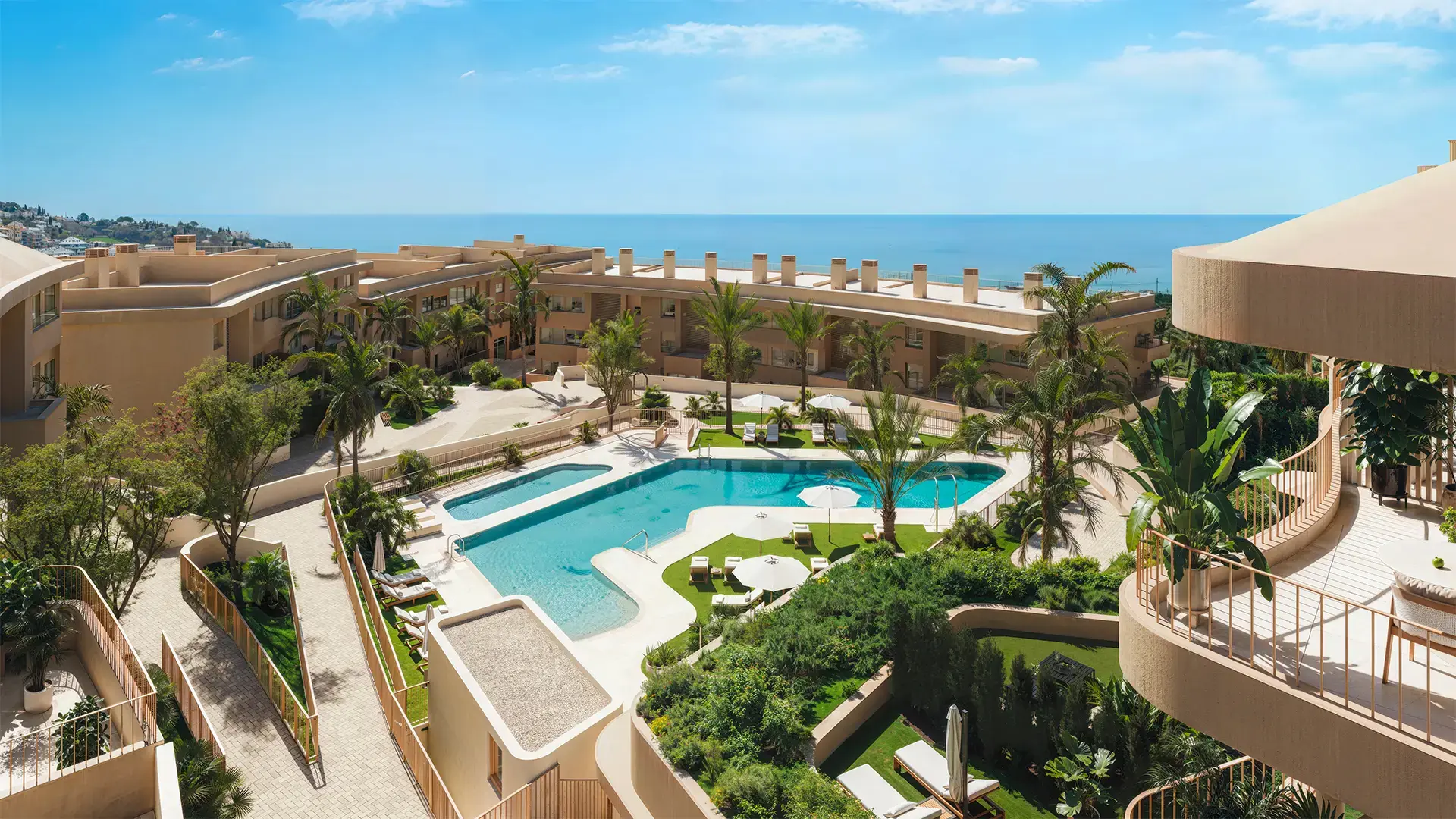 Apartamenty z widokiem na morze w Benalmádena Pueblo